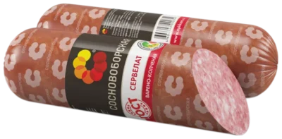 Сервелат ГОСТ со срезом, варено-копченый