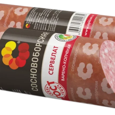 Сервелат ГОСТ со срезом, варено-копченый